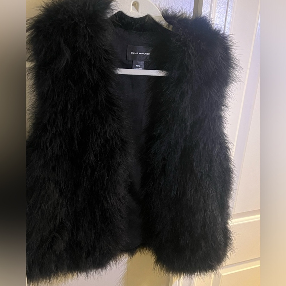 Club Monaco Black Faux Fur Vest